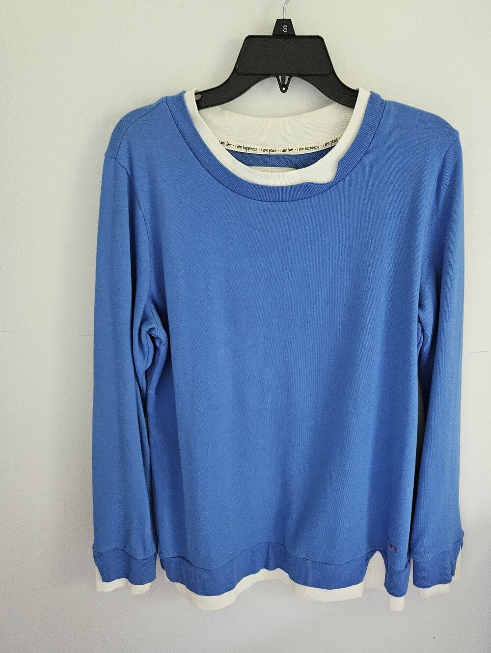 Peace Love World Blue Sweatshirt Layer Look Small Long Sleeve